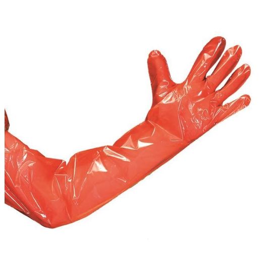Cox Arm Length Orange Examination Gloves - 100 Pack
