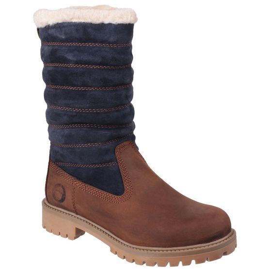 Cotswold Ripple Zip Up Boot in Brown/Blue