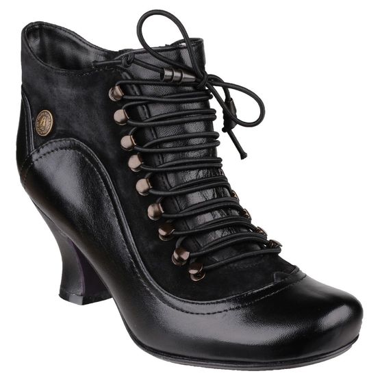 Hush Puppies Vivianna Lace Up Heeled Boot in Black