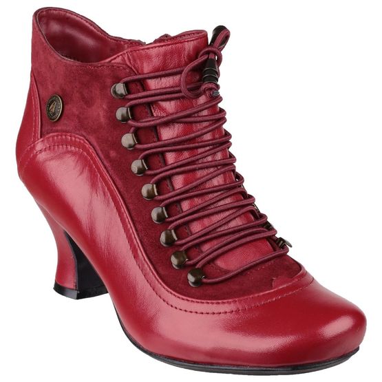 Hush Puppies Vivianna Lace-Up Heeled Ankle Boot - Red