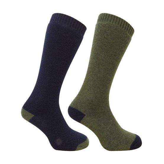 Hoggs of Fife 1903 Country Long Socks in Dark Green/Dark Navy (Twin Pack)