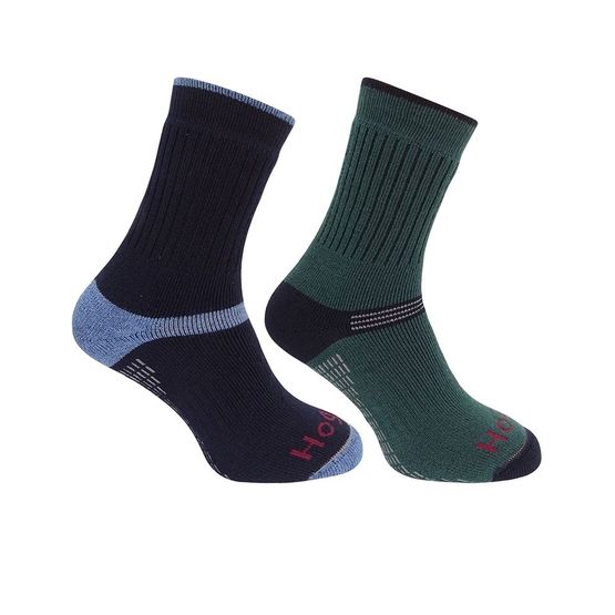 Hoggs of Fife 1905 Tech Active Socks in Green/Navy (Twin Pack)
