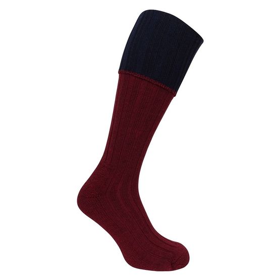 Hoggs of Fife Contrast Turnover Top Socks in Burgundy/Navy (1 pack)