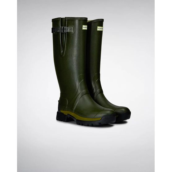 Hunter Balmoral Adjustable Wellington Boots in Dark Olive