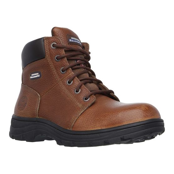 Skechers Workshire Full-Grain Leather Safety Boots - Brown