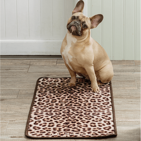 Pet Rebellion Stop Muddy Paws Leopard Print Dog Mat
