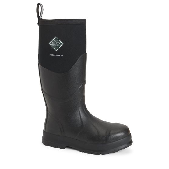 Muck Boots Chore Max Steel Toe Tall Wellington Boots in Black