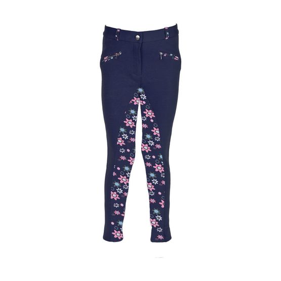 HyPERFORMANCE Wavy Children's Jodhpurs - Navy/Pink: Flower Power Print