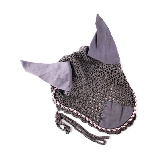 Hy Deluxe Cotton Fly Screen with Cord Binding - Grey with Grey, Pink &amp; Silver Cord