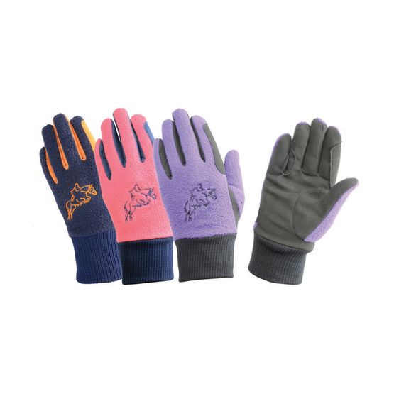 Hy5 Children's Winter Two Tone Riding Gloves - Black/Purple