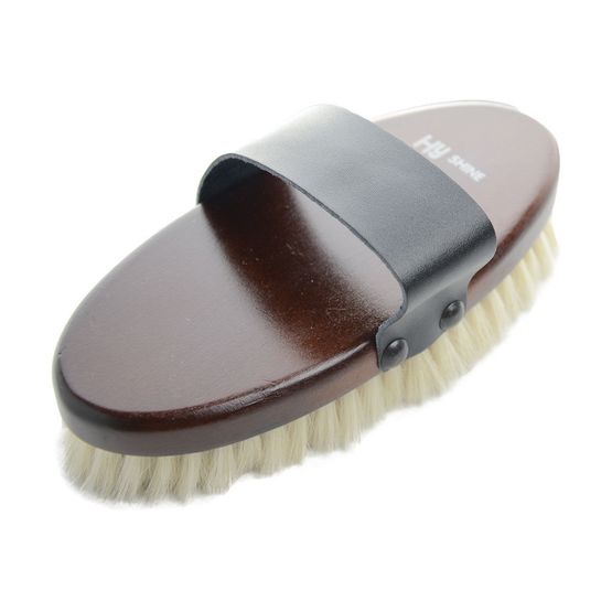 HySHINE Deluxe Goat Hair Wooden Body Brush - Dark Brown