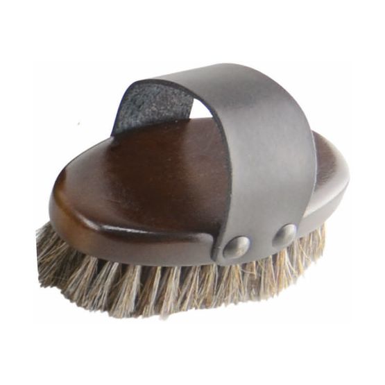 HySHINE Deluxe Horse Hair Wooden Body Brush - Dark Brown