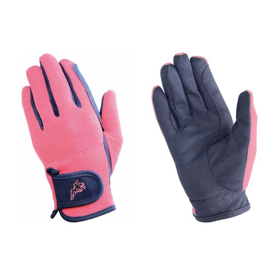 Hy5 Children's Every Day Two Tone Riding Gloves - Black/Pink