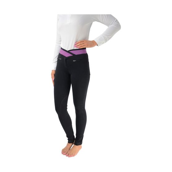 HyPERFORMANCE Brixton Elasticated Ladies Jodhpurs - Navy/Purple