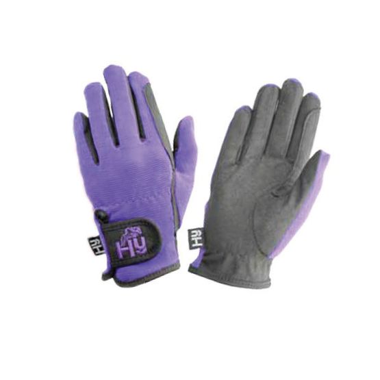 Hy5 Children's Every Day Two Tone Riding Gloves - Black/Purple