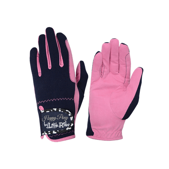 Molly Moo Children's Riding Gloves - Rose Pink/Navy