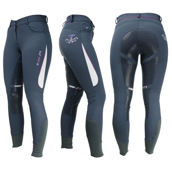 HyFASHION Sport Dynamic Ladies Breeches - Raspberry Rose/Grey