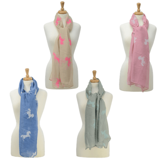 HyFASHION Ladies Belvoir Horse Print Scarf - One Size