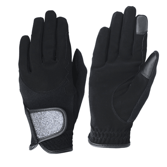 Hy5 Roka Riding Gloves - Black/Silver