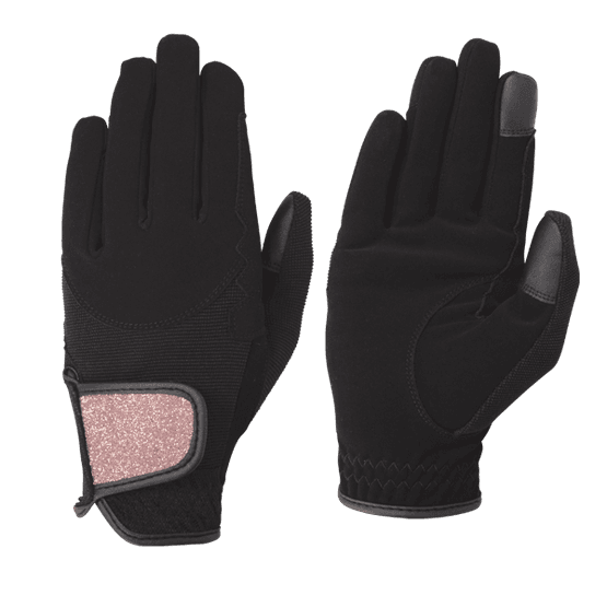 Hy5 Roka Riding Gloves - Black/Rose Gold