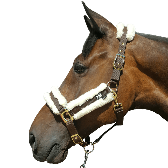 Hy Faux Sheepskin Head Collar - Brown/Cream