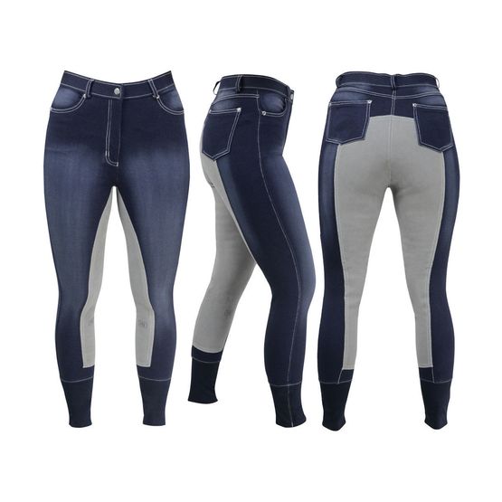 HyPERFORMANCE Denim Look Ladies Breeches - Denim/Grey