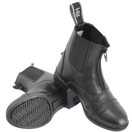 HyLAND York Synthetic Combi Leather Zip Jodhpur Boots - Black