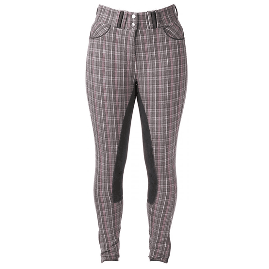 HyPERFORMANCE Frayer Ladies Breeches - Chocolate Brown/Pink Check