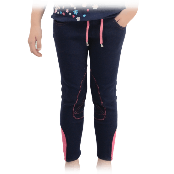 Felicity Flower Pull on Jodhpurs by Little Rider - Fuchsia Pink/Navy