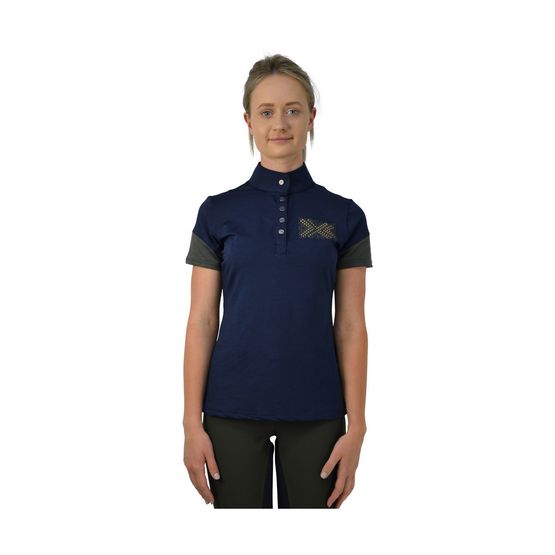 HyFASHION Edinburgh Ladies Sports Shirt - Olive Green/Midnight Navy