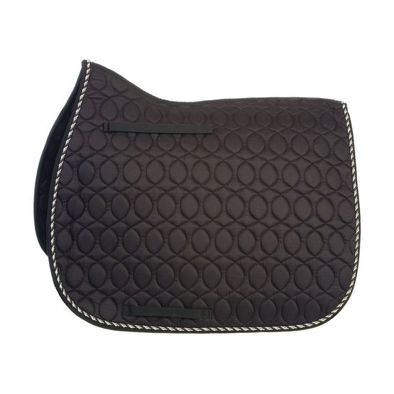 HySPEED Deluxe Saddle Pad with Cord Binding - Black/Black, White &amp; Metallic Silver Cord