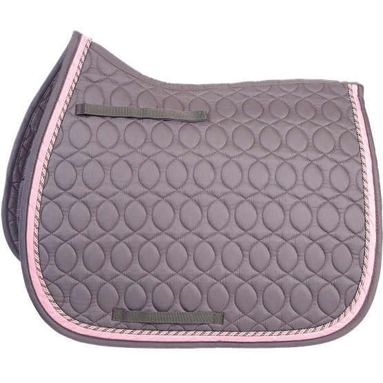 HySPEED Deluxe Saddle Pad with Cord Binding - Grey/Grey, Pink &amp; Silver Cord