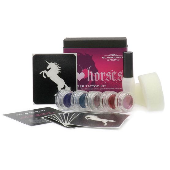 Glamourati Glitter Tattoo Kit for People - I Love Horses