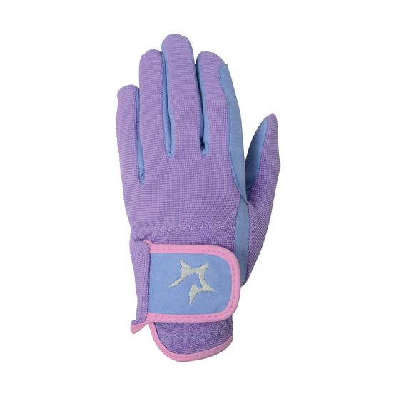 Hy5 Children's Zeddy Riding Gloves - Floral Lavender/Petrol Blue/Pink Powder Blush