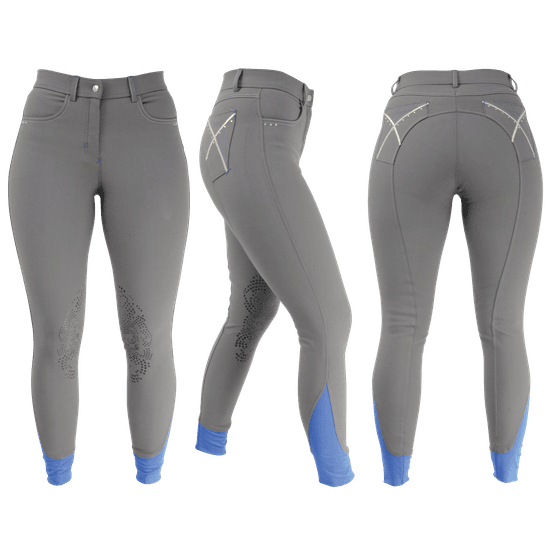 HyPERFORMANCE Olympian Ladies Breeches - Steel Grey/Royal Blue