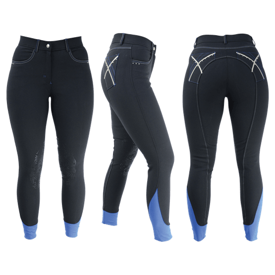 HyPERFORMANCE Olympian Ladies Breeches - Black Panther/Royal Blue