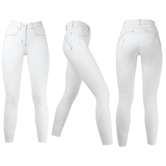 HyPERFORMANCE Olympian Ladies Breeches - Arctic White/Royal Blue