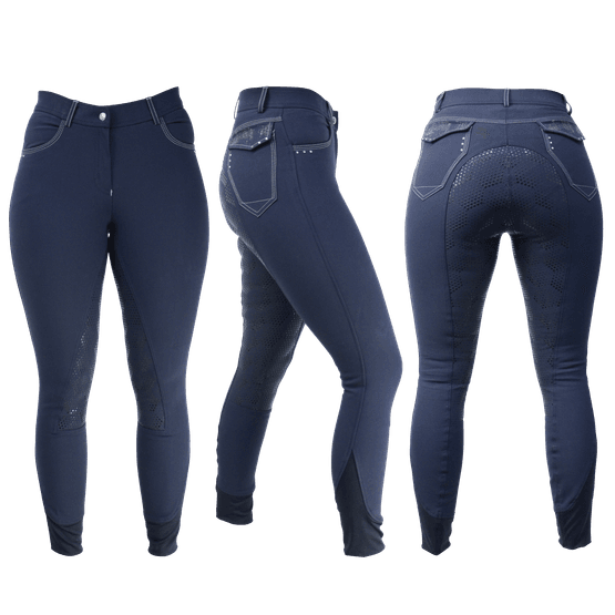 HyPERFORMANCE Highgrove Ladies Breeches - Navy/Silver