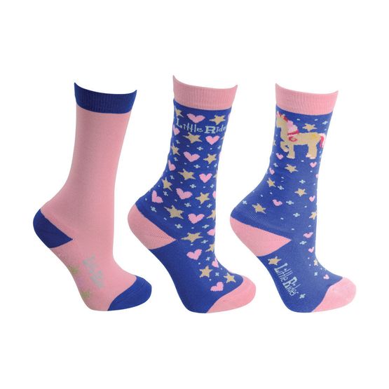 Little Rider Star in Show Socks (Pack of 3) - Regatta Blue - Child 8-12