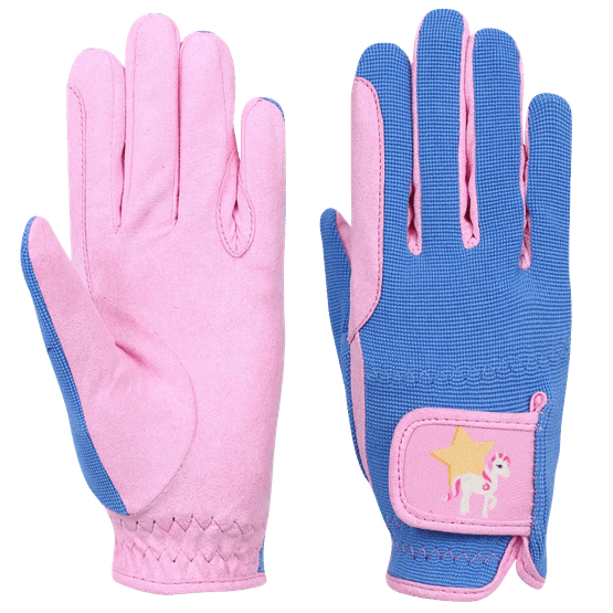 Little Rider Star in Show Children's Riding Gloves - Prism Pink/Regatta Blue