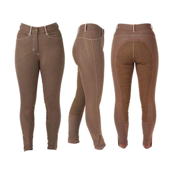 HyPERFORMANCE Denim Look with Leather Seat Ladies Breeches - Brown