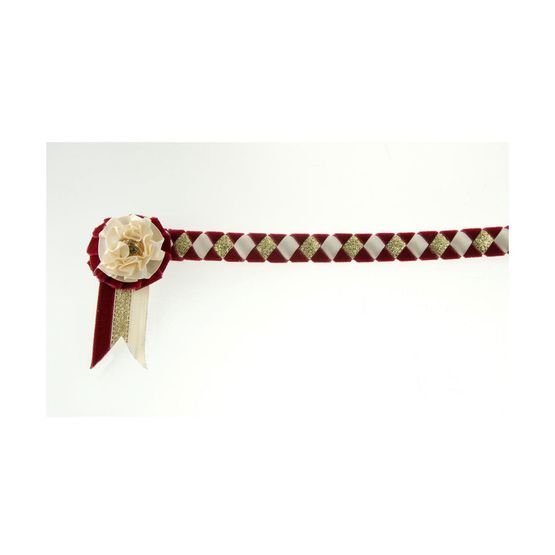ShowQuest Newport Brow Band - Burgundy/Cream/Gold