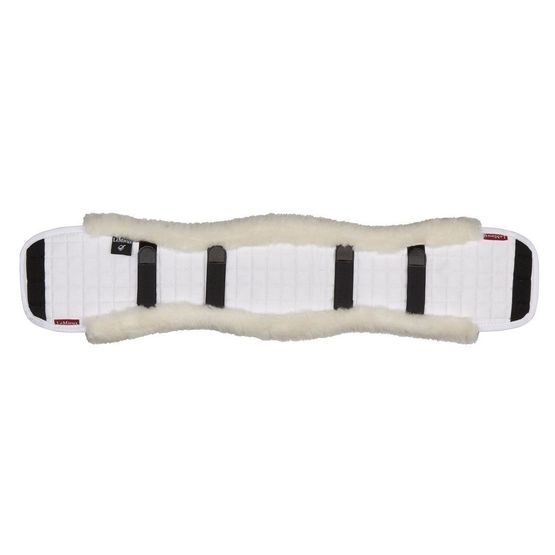 LeMieux Lambswool Girth Cover - Dressage - White Wool/White Fabric
