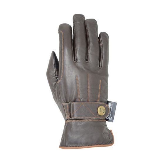 Hy5 Thinsulate™ Leather Winter Riding Gloves - Dark Brown/Tan Stitch - X Large