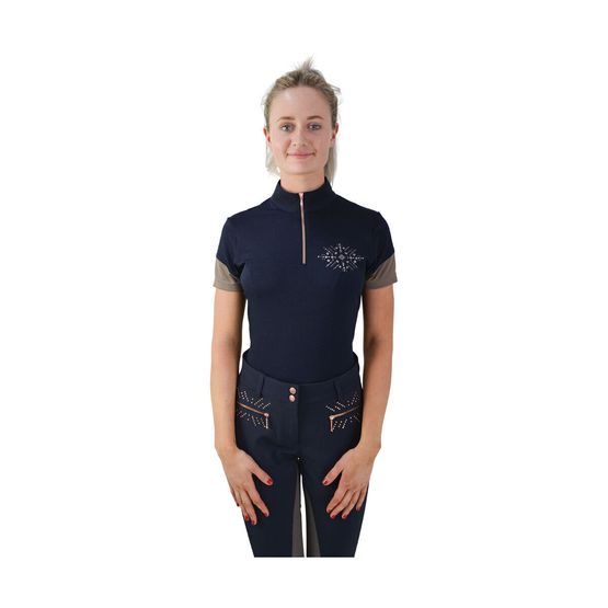 HyFASHION Kensington Ladies Sports Shirt - Navy/Taupe/ Rose Gold