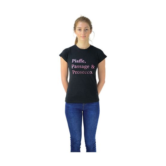 HyFASHION Piaffe, Passage &amp; Prosecco T-Shirt - Black/Rose Gold