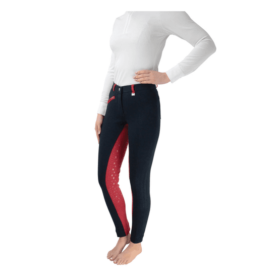 HyPERFORMANCE Saxby Silicone Jodhpurs - Marine Navy/Red