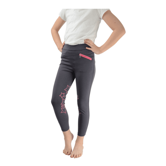 HyPERFORMANCE Stella Children's Riding Tights - Iron Grey/Pink