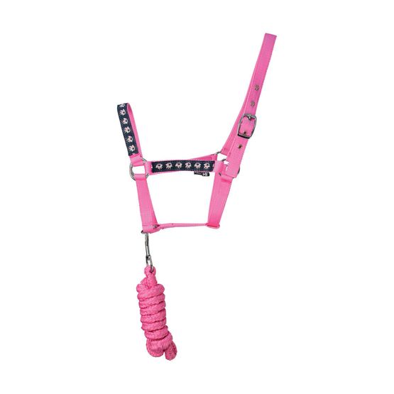 Hy Unicorn Head Collar and Lead Rope - Navy/Pink