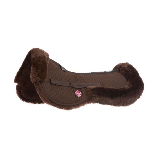 LeMieux Lambskin Half Pad - Dark Brown Wool/Brown Fabric